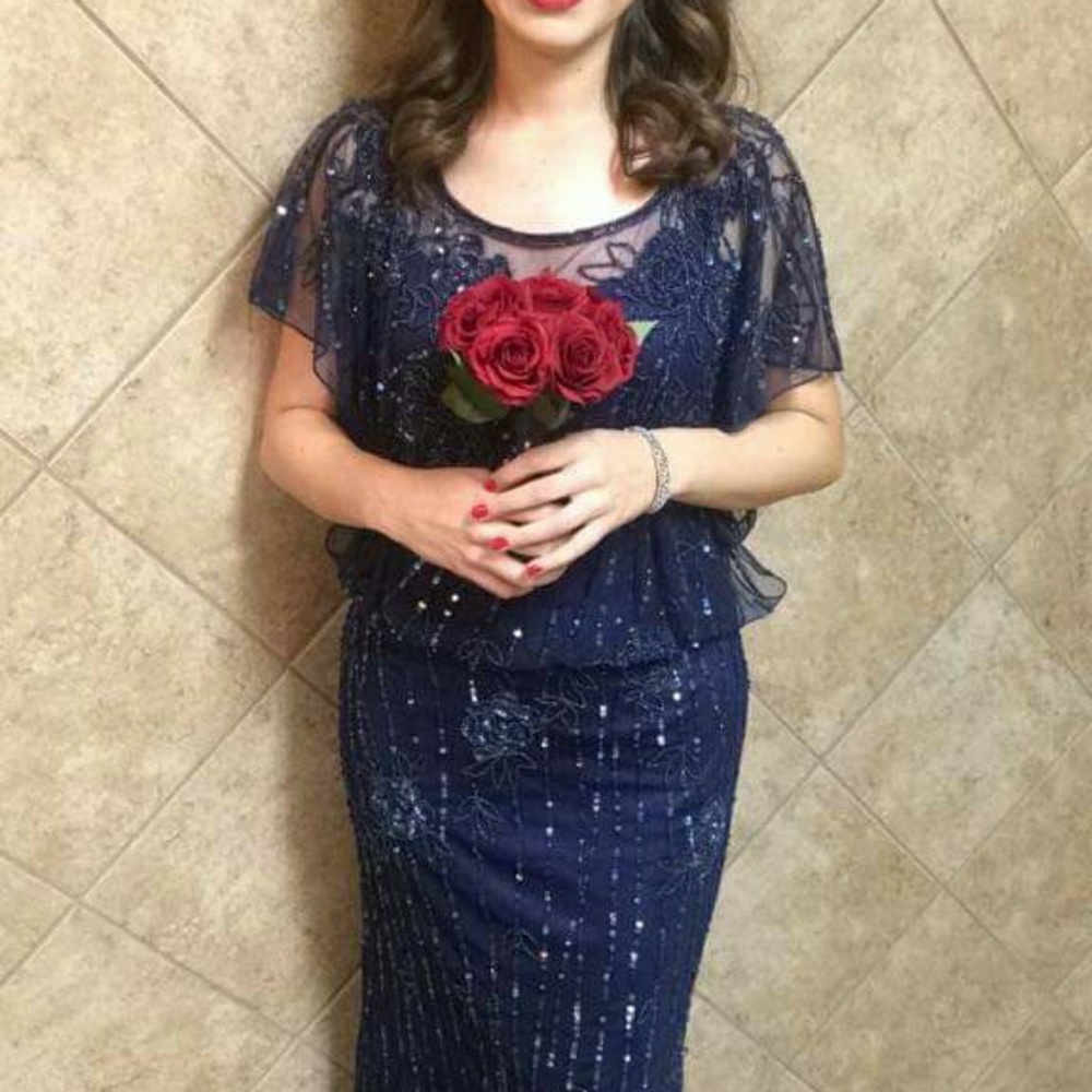 Navy blue beaded gown